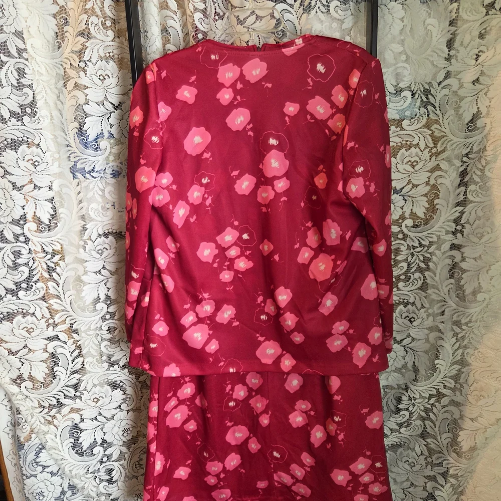 Vintage 60s Sears Floral Pink Dress and Jacket Set